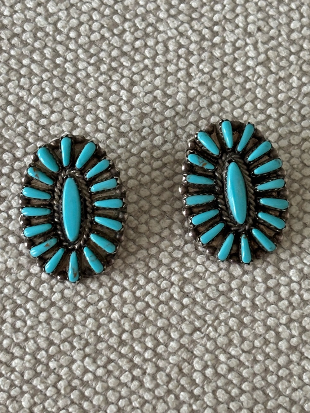 Turquoise and Silver Floral Stud Earrings - Women's Turquoise Accent Earrings